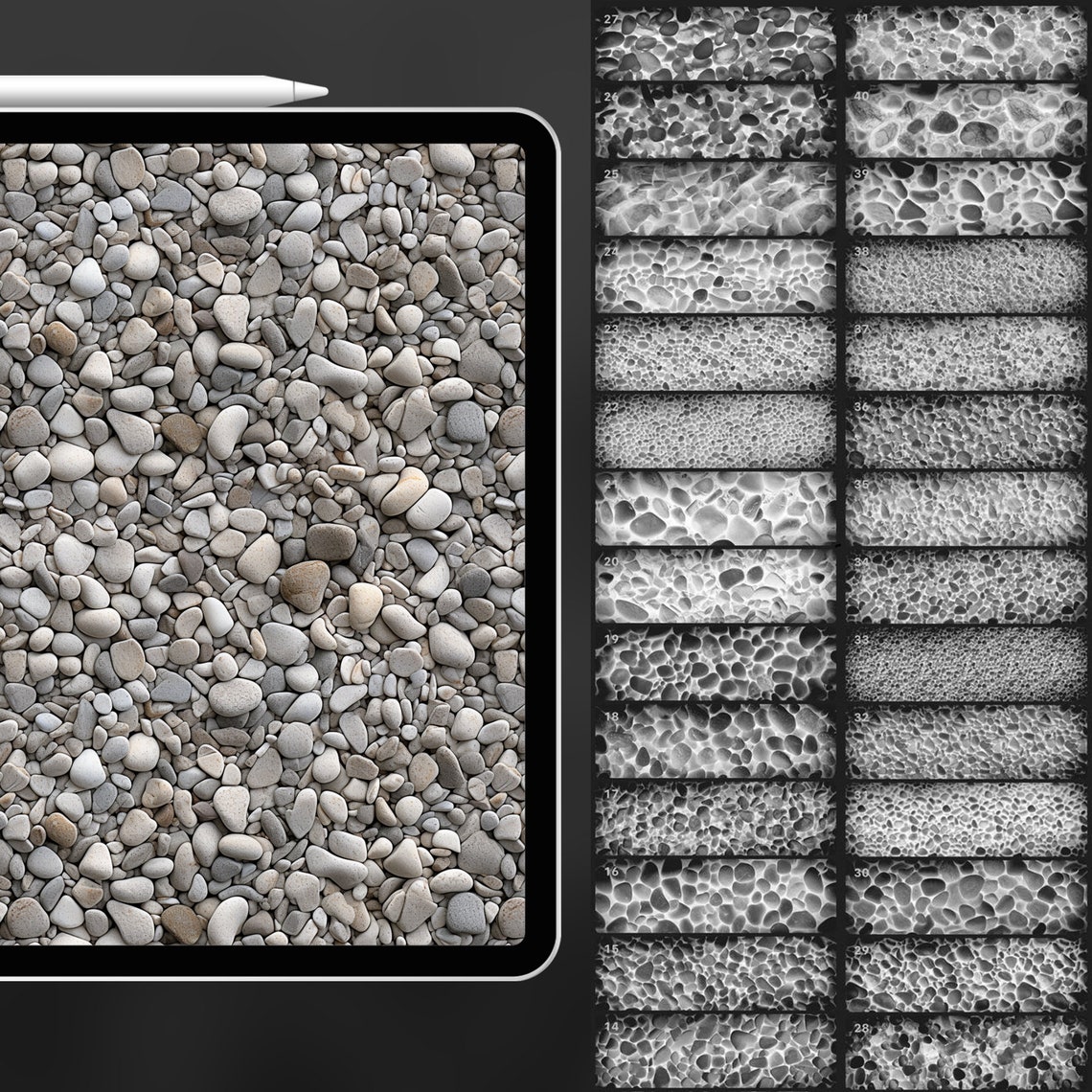 Procreate Tileable 120 Procreate Gravel Textures | Stone Gravel Procreate Seamless Pattern ...