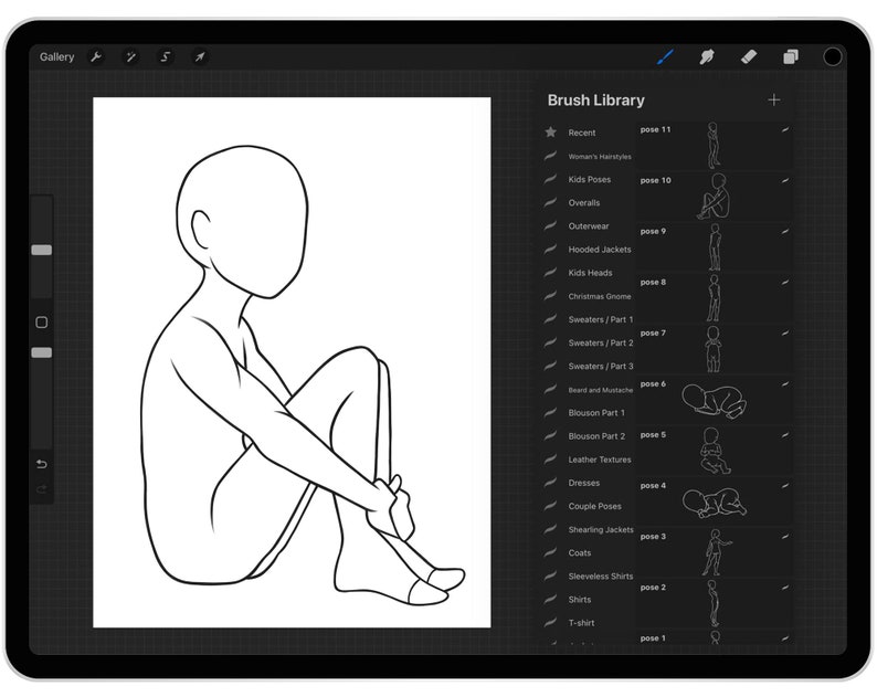 20 Procreate Kids Poses Reference Stamp Brushes Procreate Etsy