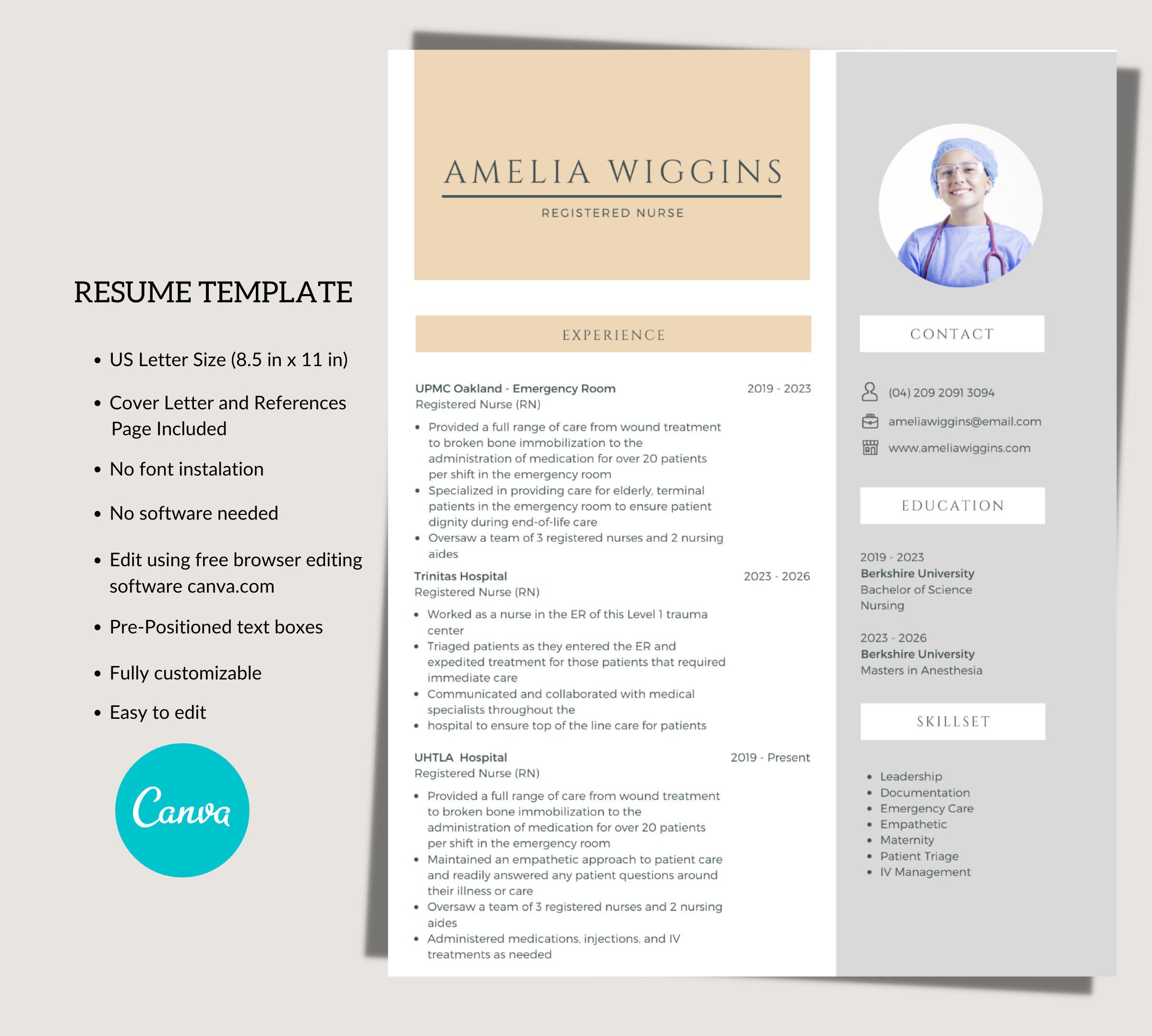 Free nurse resume template with - Il Fullxfull.2891722632 Me0a 