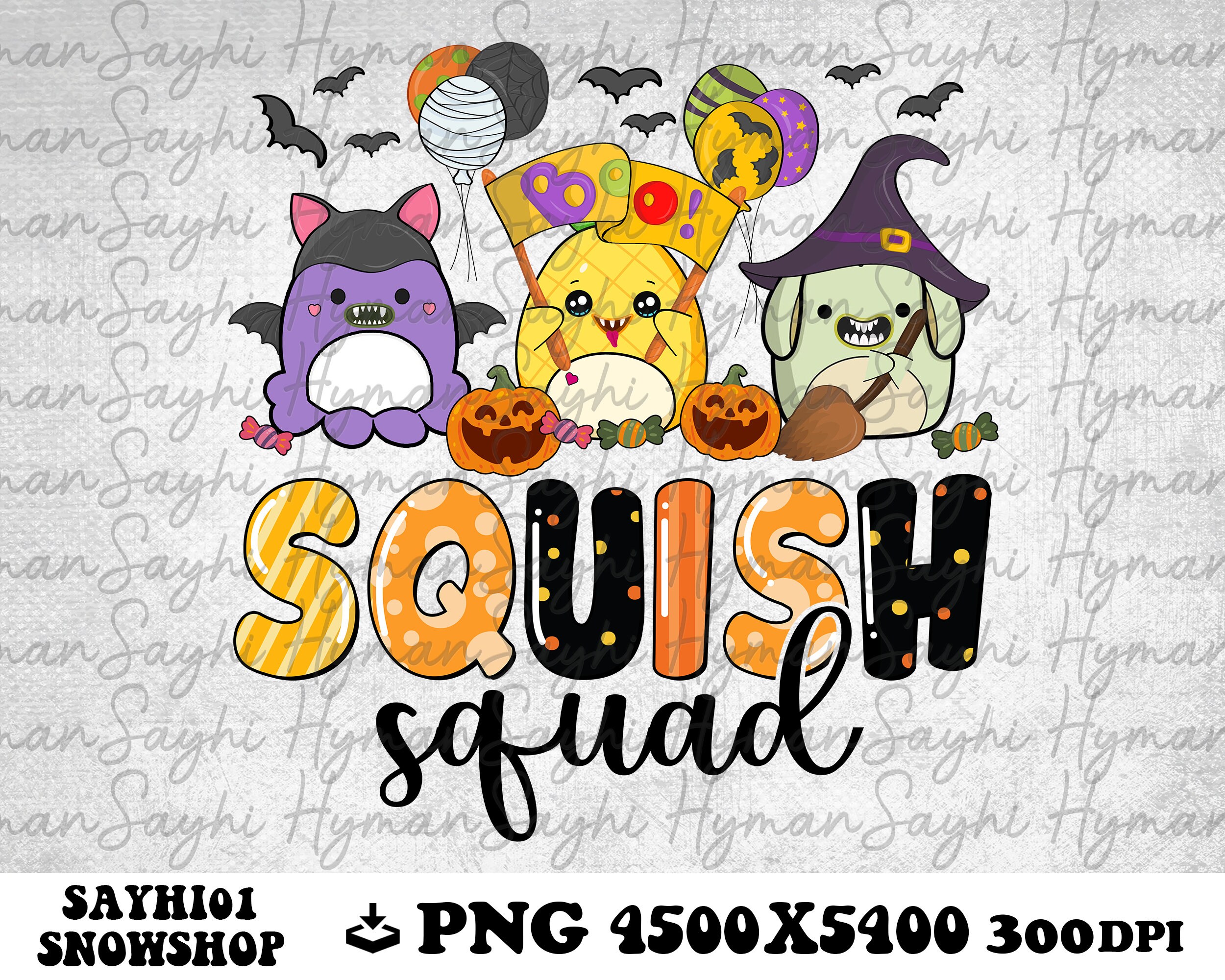 Halloween Squishmallow Png Halloween Squish Squad Pumpkin Etsy