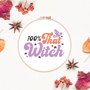 Witch Embroidery Pattern | Halloween Embroidery Pattern | Embroidery Design | Hand Embroidery | Digital Embroidery Printable Download PDF