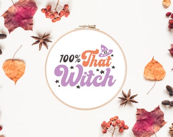 Witch Embroidery Pattern | Halloween Embroidery Pattern | Embroidery Design | Hand Embroidery | Digital Embroidery Printable Download PDF