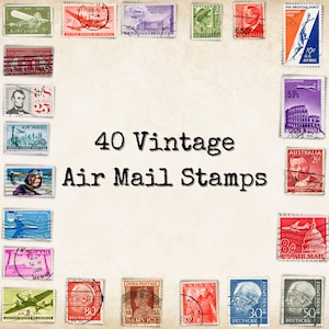 Francobolli vintage Effimeri digitali stampabili/Junk Journal/Scrapbooking