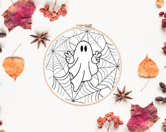 Halloween Ghost Embroidery Pattern | Beginner Embroidery Pattern PDF | Hand Embroidery | Digital Embroidery Printable Instant Download