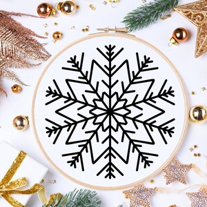 Snowflake Embroidery Pattern | Christmas Embroidery | Hand Embroidery Design | Instant Digital Download | PDF Printable Embroidery