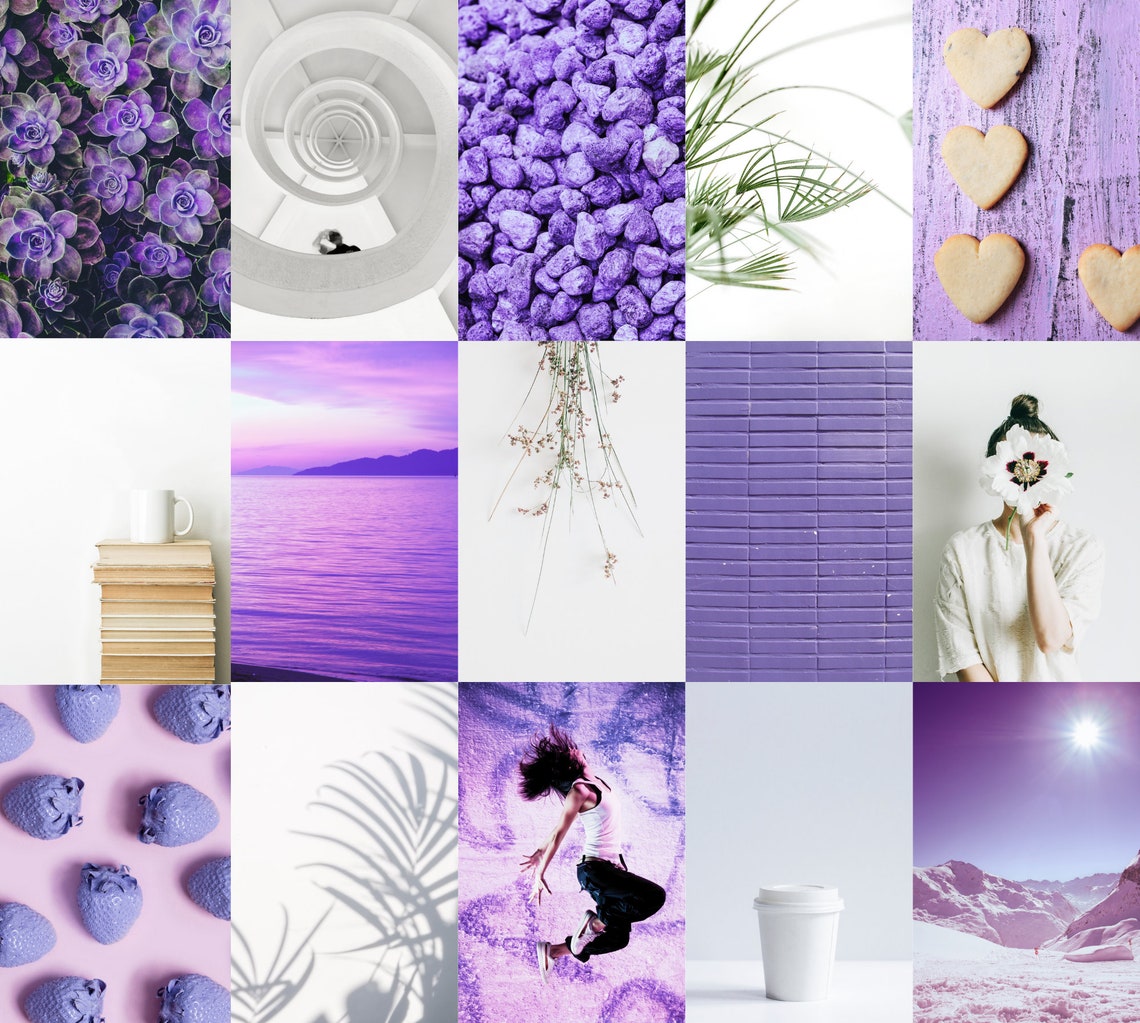 Purple Aesthetic Wall Collage Kit 60 Photos Lavender Lilac | Etsy