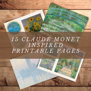 15 páginas imprimibles inspiradas en Claude Monet / Scrapbooking / Ephemera / Escritura de cartas / Diario basura