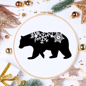Christmas Embroidery Pattern | Snowflake Embroidery | Polar Bear Embroidery | Instant Digital Download | PDF Printable Embroidery