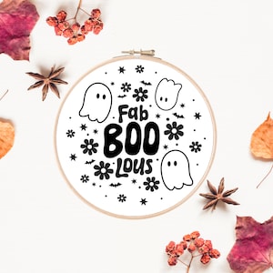 Halloween Ghosts Embroidery Pattern | Cute Spooky Embroidery Design | Beginner Embroidery | Printable Instant Digital Download PDF