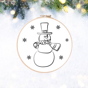 Snowman Embroidery Pattern | Christmas Embroidery Design | Hand Embroidery Design | Digital Download | Instant PDF Printable Embroidery