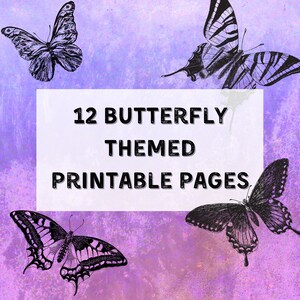 12 Butterfly Printable Pages | Scrapbooking | Ephemera | Letter Writing | Junk Journal