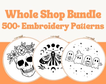 Halloween Embroidery Patterns Bundle | Whole Shop | Beginner Embroidery | Printable Embroidery | Cute Ghosts | Digital PDF