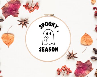 Halloween Cute Ghost Embroidery Pattern Design | Spooky Season Autumn Embroidery | Hand Embroidery | Printable Instant Digital Download PDF