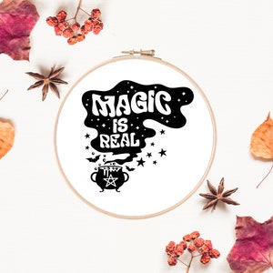 Witch Cauldron Embroidery Pattern | Halloween Embroidery Design | Magic Embroidery Design | Beginner Embroidery | Instant Download PDF