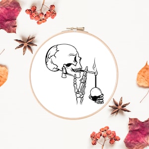 Skeleton Embroidery Pattern Design | Skull Embroidery | Halloween Embroidery | Hand Embroidery | Printable Instant Digital Download PDF