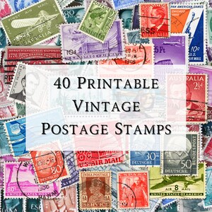 Vintage Postage Stamps Digital Ephemera Printable| Junk Journal | Scrapbooking | Digital Stickers | Airmail Stamps | Paper Crafts | Instant