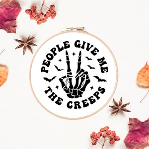 Skeleton Embroidery Pattern | Halloween Embroidery Design | Hand Embroidery | Printable Embroidery | Instant Digital Download PDF