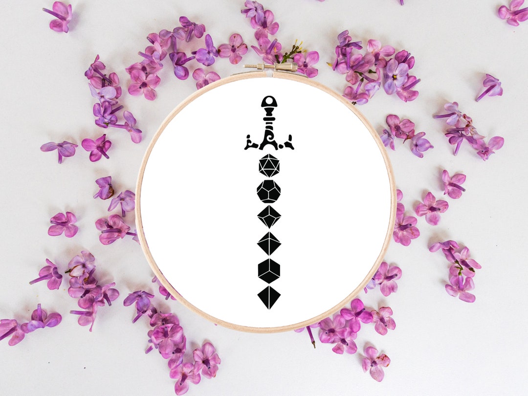 D&D Embroidery Dungeons and Dragons Embroidery Dice Etsy