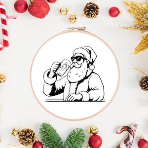 Christmas Embroidery Pattern | Santa Embroidery | Winter Embroidery | Hand Embroidery | Beginner Embroidery | Digital Embroidery PDF