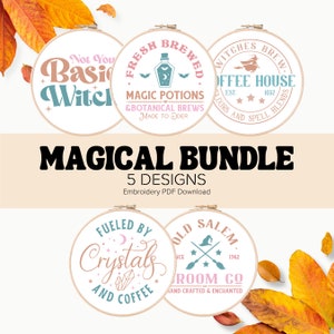 Magical Embroidery Bundle | Halloween Embroidery | Witch Embroidery Design | Beginner Embroidery | Printable Embroidery | PDF Download