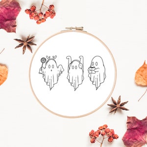 Gespenster Weihnachten Stickmuster | Retro Stickmuster | Halloween Stickdatei | Anfänger Stickerei | Sofortiger Download PDF