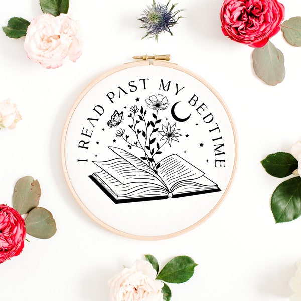 Floral Book Embroidery Pattern | Book Lover Embroidery Pattern | Beginner Embroidery Design | Digital Embroidery Instant Download PDF