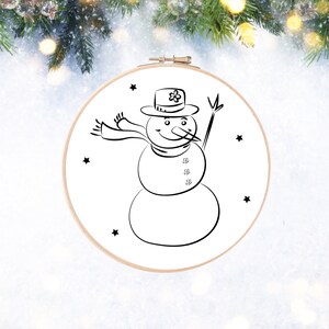 Snowman Embroidery Pattern | Christmas Embroidery Design | Hand Embroidery Design | Digital Download | Instant PDF Printable Embroidery