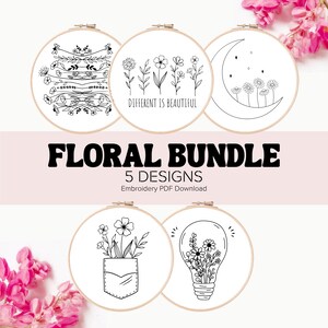 Wildflower Embroidery Bundle | Cute Embroidery Design | Flowers Embroidery | Beginner Embroidery | Printable Instant Download PDF