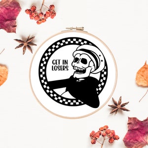 Skeleton Halloween Embroidery Pattern | Funny Spooky Embroidery Pattern PDF | Beginner Embroidery Design | Digital Embroidery Download