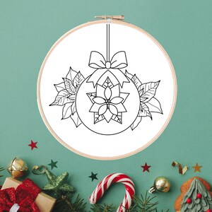 Poinsettia Embroidery Pattern | Christmas Embroidery | Hand Embroidery Design | Instant Digital Download | PDF Printable Embroidery