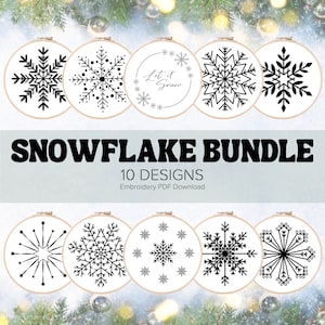 Snowflakes Embroidery Bundle | Christmas Embroidery | Hand Embroidery Pattern | Printable Embroidery | Instant Digital Download PDF