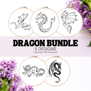 Dragon Embroidery Bundle | Fantasy Embroidery Pattern | Beginner Embroidery | Hand Embroidery | Printable PDF | Instant Digital Download