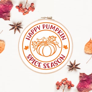 Patrón de bordado de calabaza / Diseño de bordado de Acción de Gracias / Bordado de especias de calabaza / Bordado a mano / PDF de bordado imprimible digital