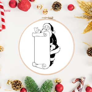 Santa Claus Embroidery Pattern | Christmas Embroidery Pattern | Hand Embroidery Design | Digital Download | Instant PDF Printable Embroidery