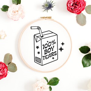 Trendy Embroidery Pattern | 100% Boy Tears Embroidery Design | Quirky Embroidery | Beginner Embroidery | Printable Digital Download PDF