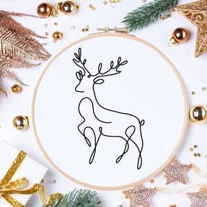 Reindeer Embroidery Pattern | Christmas Embroidery Design | Festive Embroidery | Hand Embroidery | Digital Printable Embroidery PDF