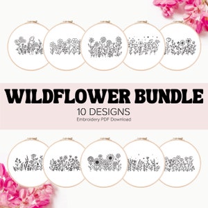 Wildflower Embroidery Bundle | Floral Embroidery Pattern | Beginner Embroidery | Digital Download Embroidery | Embroidery Printable PDF