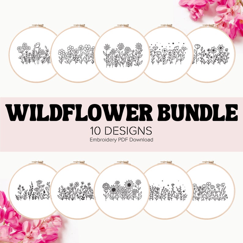 Wildflower Embroidery Bundle Floral Embroidery Pattern Beginner ...