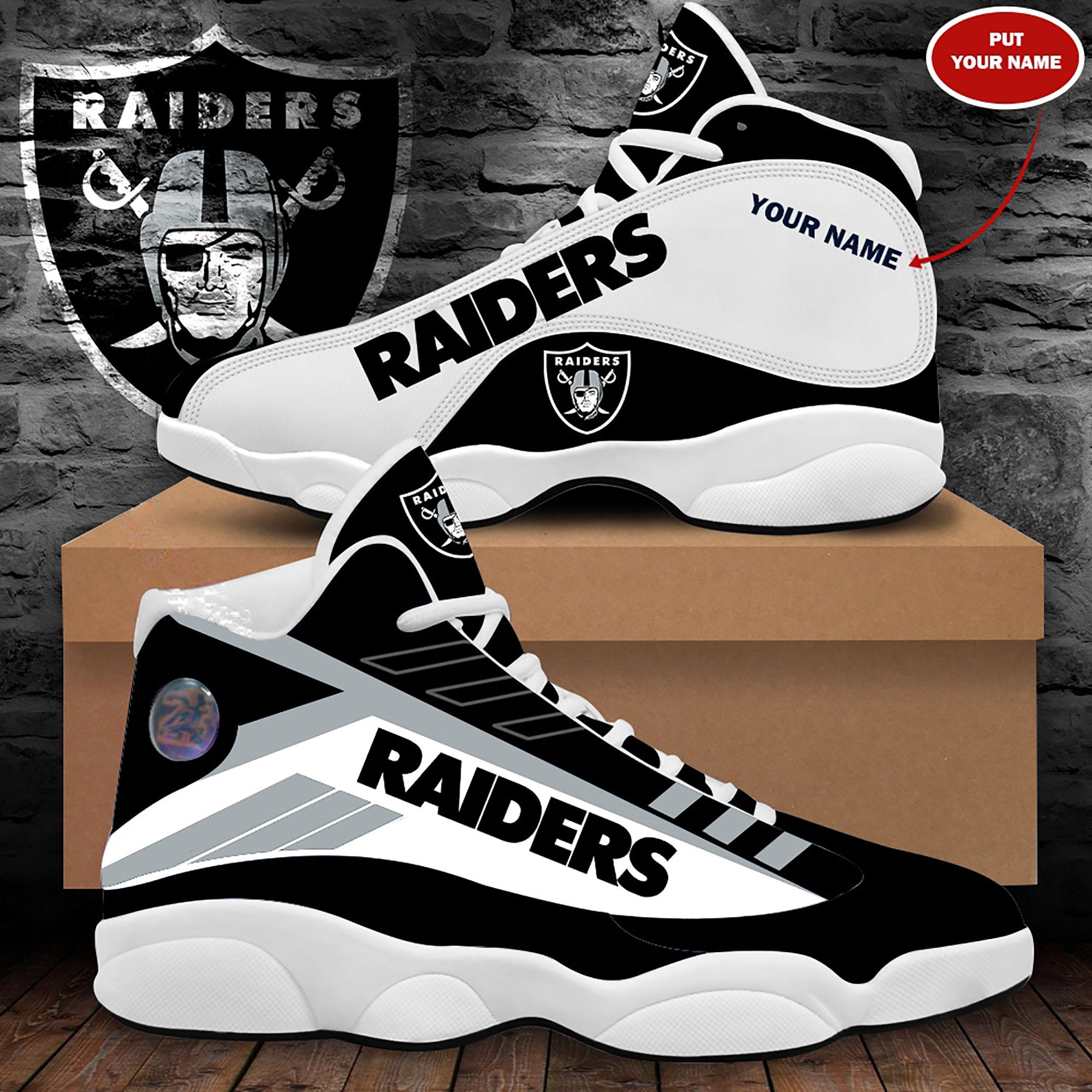 Las Vegas Raiders Jordan 13 sport shoe 2021 custom name on Etsy