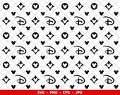 Disney Louis Vuitton Pattern svg, LV Disney Monogram svg, Mickey Minnie Mouse Print png, Silhouette Cut File png eps jpg