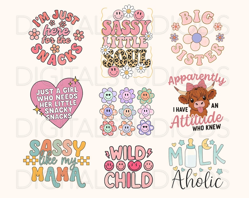 Toddler Sublimation Bundle PNG, Funny Kids Quotes, Cute Baby Clipart ...
