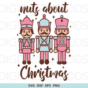 Noten over Kerstmis SVG, notenkrakers SVG, kerst notenkrakers PNG, roze notenkrakers PNG, retro kerst shirt sublimatie ontwerp