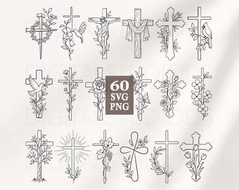 Cross SVG Bundle, Christian Cross svg Floral Cross svg, Religious PNG, Christian Clipart Bundle, Cross Designs, Faith SVG Bundle