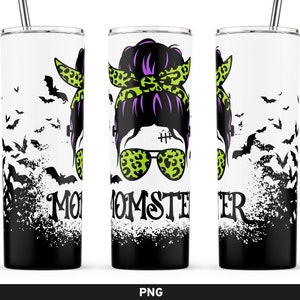 Momster Skinny Tumbler Design, Spooky Mama Tumbler, Halloween Momster 20oz Tumbler, Momster Sublimation for Tumbler, Mom Life Tumbler