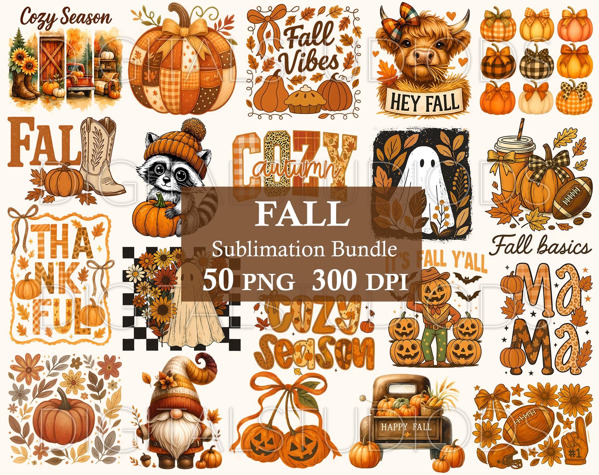 Retro Fall Bundle Png, Autumn Sublimation Designs, Trendy Fall Png ...