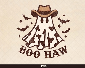 Boo Haw png, Western Ghost png, Diseño retro de Halloween, Cowboy Ghost png, Sublimación de Halloween occidental, vintage Ghost Halloween png
