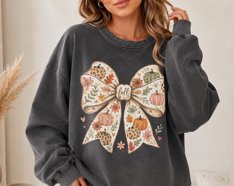 Fall PNG Bundle, Preppy Fall png, Pumpkin Patch png, Coquette Bow png, Pumpkin Spice png, Thanksgiving Sublimation Design image 11