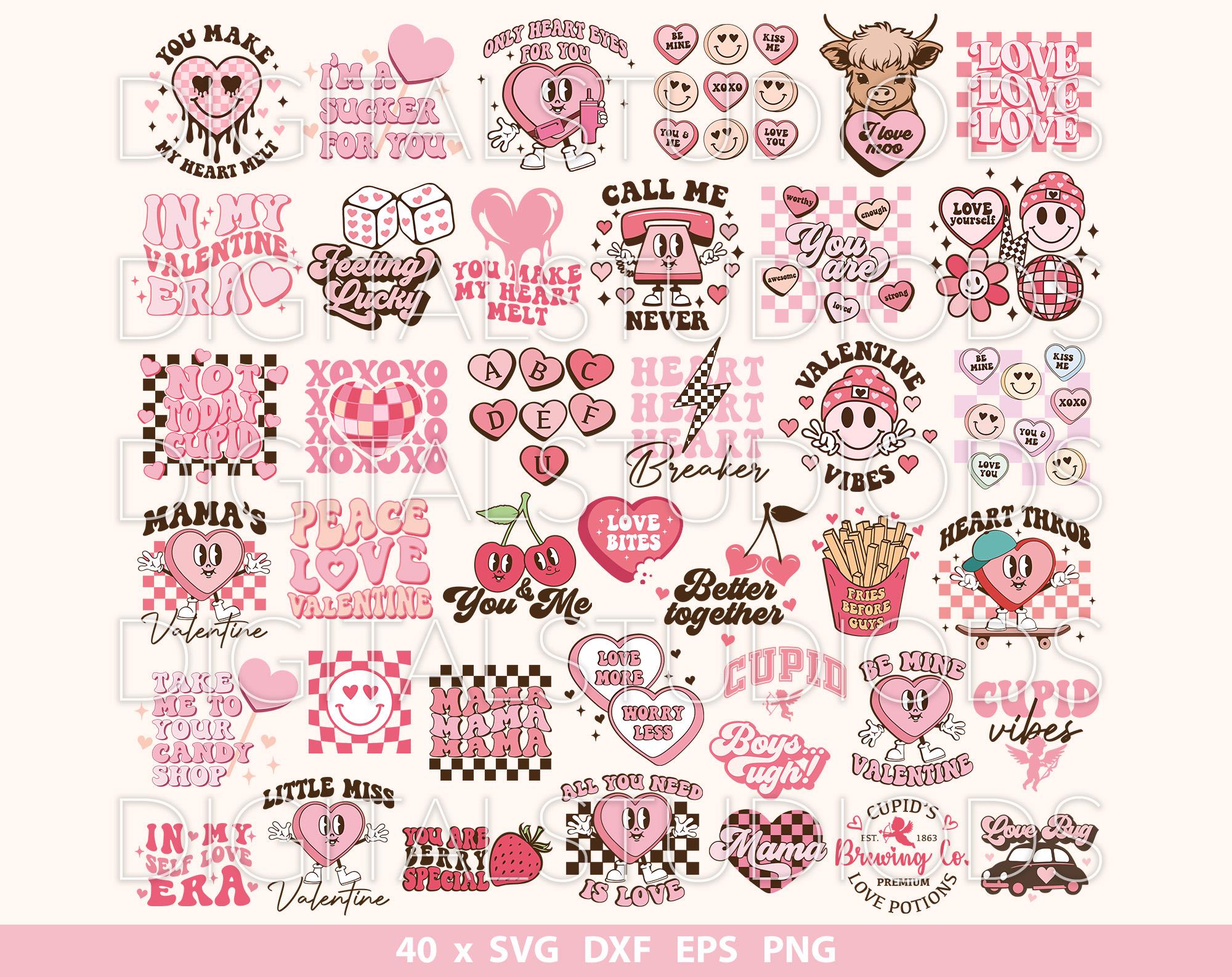 Retro Valentine Svg, Valentines Png Bundle, Valentines Day Svg ...