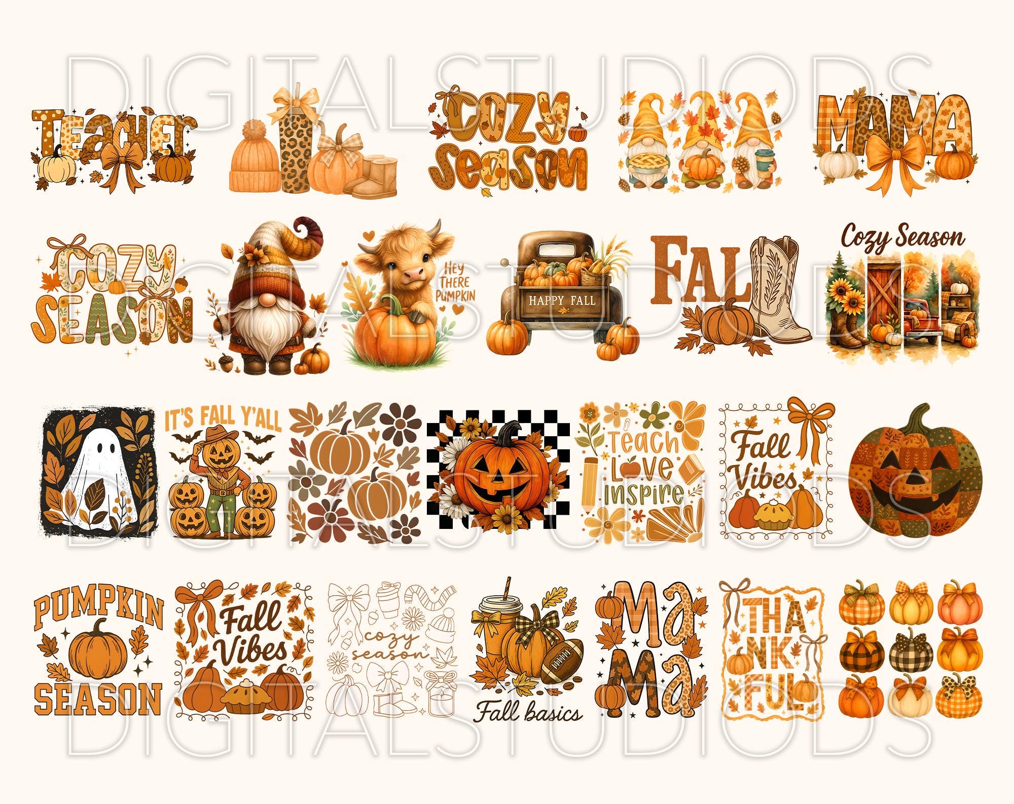 Retro Fall Bundle Png, Autumn Sublimation Designs, Trendy Fall Png ...