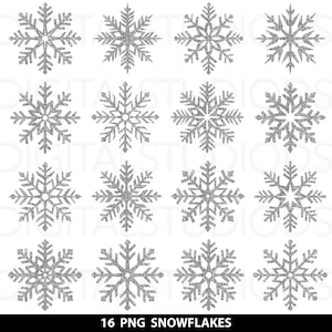 Silver Snowflakes Bundle, Faux Sequin Snowflake png, Glitter Christmas Snowflakes png, Sparkly Glitter Sequins Shirt Sublimation Design